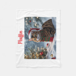 Santa Paws Bengalisch Cat Weihnachten Personalisie Fleecedecke