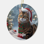 Santa Paws Bengalisch Cat Weihnachten Personalisie Keramik Ornament (Links)