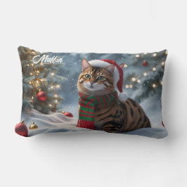 Santa Paws Bengalisch Cat Weihnachten Personalisie Lendenkissen