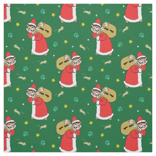 Santa Paws Cats Weihnachtsgrün Stoff (Muster)