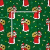 Santa Paws Cats Weihnachtsgrün Stoff (Kachel)