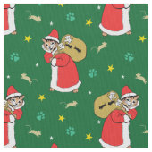 Santa Paws Cats Weihnachtsgrün Stoff (Nahaufnahme)