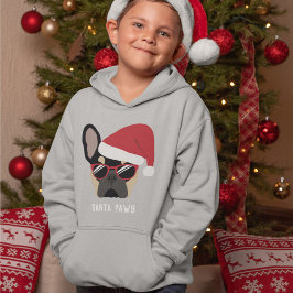Santa Paws Christmas Black Tan French Bulldog Hoodie
