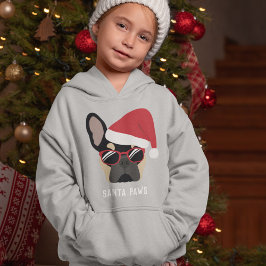 Santa Paws Christmas Black Tan French Bulldog Hoodie
