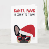 Santa Paws Christmas Black Tan French Bulldog Karte (Vorderseite)