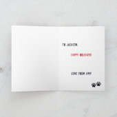 Santa Paws Christmas Black Tan French Bulldog Karte (Innenseite)