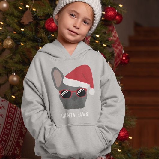 Santa Paws Christmas Blue French Bulldog Hoodie
