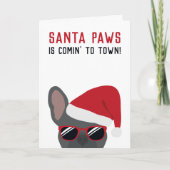 Santa Paws Christmas Blue French Bulldog Karte (Vorderseite)