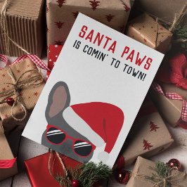 Santa Paws Christmas Blue French Bulldog Karte