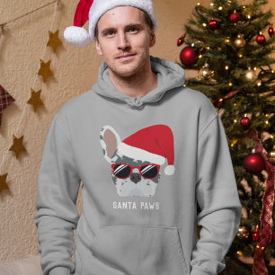 Santa Paws Christmas Blue Merle French Bulldog Hoodie