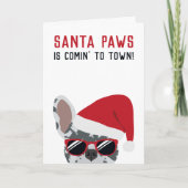 Santa Paws Christmas Blue Merle French Bulldog Karte (Vorderseite)