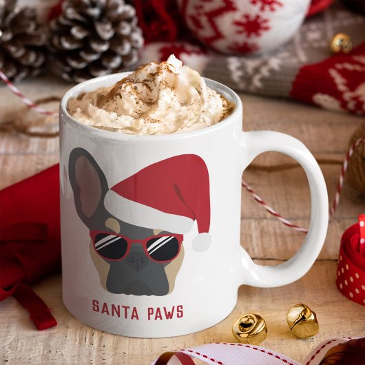 Santa Paws Christmas Blue Tan French Bulldog Kaffeetasse