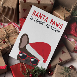 Santa Paws Christmas Brown French Bulldog Karte