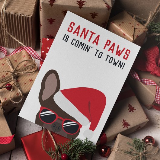 Santa Paws Christmas Brown French Bulldog Karte