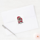 Santa Paws Christmas English Bulldog Geschenk Idee Quadratischer Aufkleber (Umschlag)