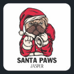 Santa Paws Christmas English Bulldog Geschenk Idee Quadratischer Aufkleber<br><div class="desc">Santa Paws Weihnachten Englisch Bulldog Geschenk Ideen</div>