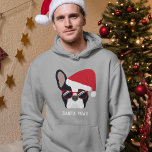 Santa Paws Christmas French Bulldog Hoodie<br><div class="desc">Santa Paws kommt nicht in die Stadt! Dieser schwarz-weiße,  französische Bulldogge ist bereit für die Weihnachtsfeiertage mit einer roten Weihnachtsmannmütze und natürlich nicht zu vergessen die stilvolle Sonnenbrille.</div>