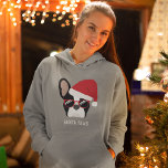 Santa Paws Christmas French Bulldog Hoodie<br><div class="desc">Santa Paws kommt nicht in die Stadt! Dieser schwarz-weiße,  französische Bulldogge ist bereit für die Weihnachtsfeiertage mit einer roten Weihnachtsmannmütze und natürlich nicht zu vergessen die stilvolle Sonnenbrille.</div>
