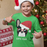 Santa Paws Christmas French Bulldog T-Shirt<br><div class="desc">Santa Paws kommt nicht in die Stadt! Dieser schwarz-weiße,  französische Bulldogge ist bereit für die Weihnachtsfeiertage mit einer roten Weihnachtsmannmütze und natürlich nicht zu vergessen die stilvolle Sonnenbrille.</div>
