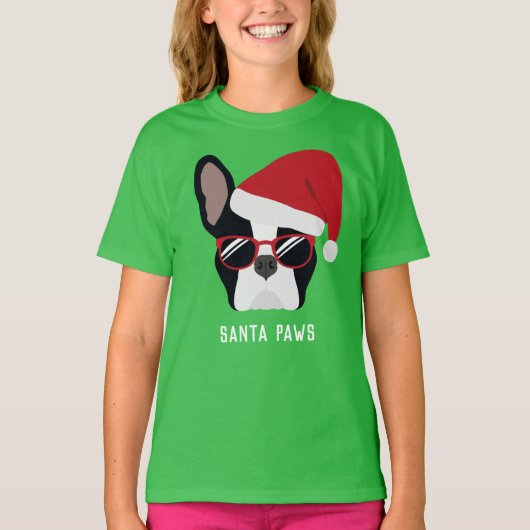Santa Paws Christmas French Bulldog T-Shirt (Vorderseite)
