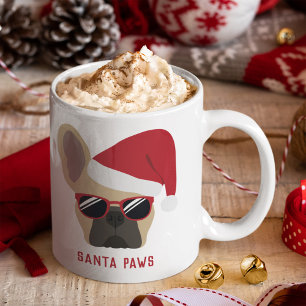 Santa Paws Christmas Light Fawn French Bulldog Kaffeetasse