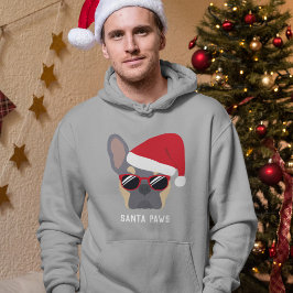 Santa Paws Christmas Lilac Tan French Bulldog Hoodie