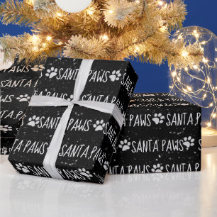 Santa Paws Christmas Pawprints Geschenkpapier