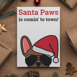 Santa Paws Christmas Red Fawn French Bulldog Card Karte
