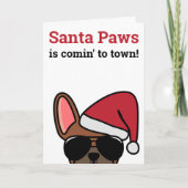 Santa Paws Christmas Red Fawn French Bulldog Card Karte (Vorderseite)