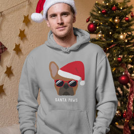 Santa Paws Christmas Red Fawn French Bulldog Hoodie