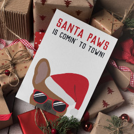 Santa Paws Christmas Red Fawn French Bulldog Karte