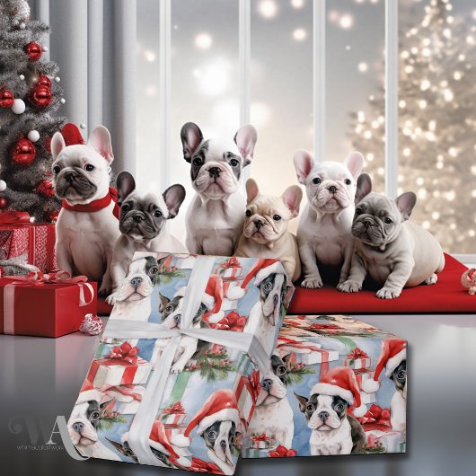 Santa Paws Christmas Wrap Frenchie Edition Geschenkpapier