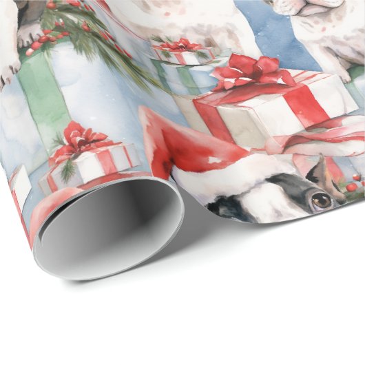 Santa Paws Christmas Wrap Frenchie Edition Geschenkpapier (Rolleneckpunkt)