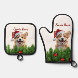 Santa Paws Corgi Holiday Kitchen Design Ofenhandschuh & Topflappen-Set