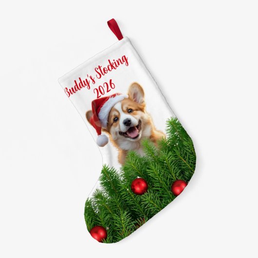Santa Paws Corgi Holiday Stocking Kleiner Weihnachtsstrumpf (Rückseite (Hängend))