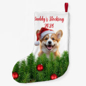Santa Paws Corgi Holiday Stocking Kleiner Weihnachtsstrumpf (Rückseite)