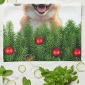 Santa Paws Corgi Weihnachtsküchendesign Geschirrtuch (Gefaltet)