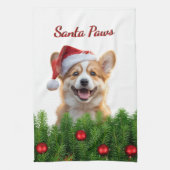 Santa Paws Corgi Weihnachtsküchendesign Geschirrtuch (Vertikal)
