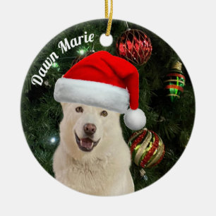 Santa Paws - Crystal the Husky Dog Personalisiert Keramik Ornament