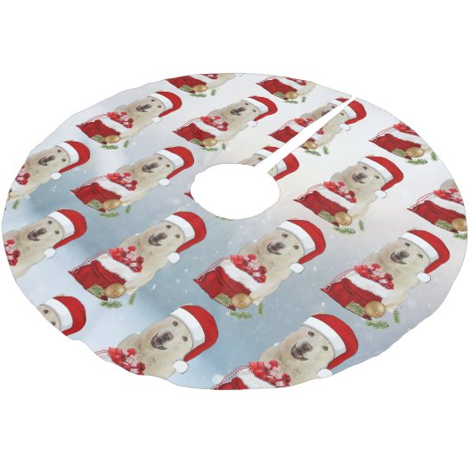 Santa Paws - Crystal the Husky Dog Polyester Weihnachtsbaumdecke (Schrägansicht)