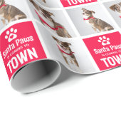 Santa Paws Dog 3 Foto Grid Festliche Weihnachten Geschenkpapier (Rolleneckpunkt)