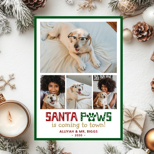 Santa Paws Dog Foto Feiertagskarte