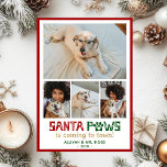 Santa Paws Dog Foto Feiertagskarte<br><div class="desc">Dieses phantastische Foto sammelt Weihnachtskarte mit 4 Fotos,  "Santa Paws is Coming to Town!" in einem lustigen modernen Schriftart,  und Ihre Namen und das Jahr wären perfekt für den Versand an Ihre Freunde und Familie. Jeder wird Liebe bekommen neue Fotos von Ihnen und Ihrem Hund(en).</div>