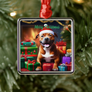 "Santa Paws: Eine Feierliche Überraschung für die Ornament Aus Metall