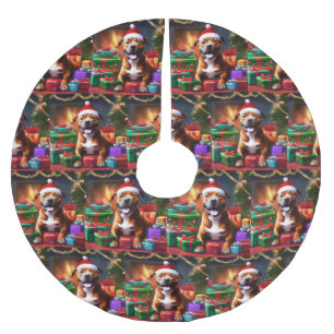 "Santa Paws: Eine Feierliche Überraschung für die Polyester Weihnachtsbaumdecke