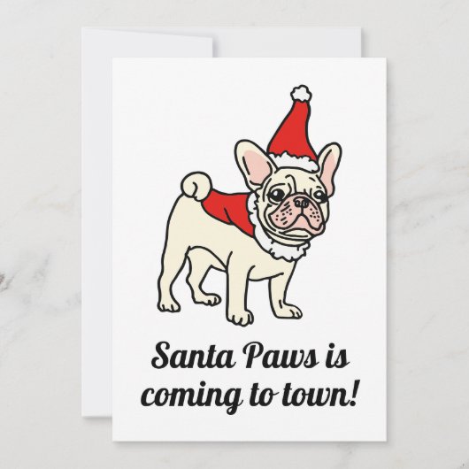 Santa Paws Frenchie Weihnachten Einladung (Vorderseite)