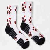 Santa Paws. Frohe Weihnachten. Paws druckt Hund. L Socken (Rechts)