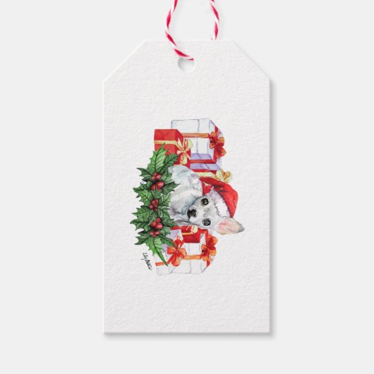 Santa Paws Gift Tag - Weihnachten Chihuahua Geschenkanhänger (Vorderseite)