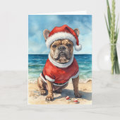 Santa Paws Goes Coastal - French Bulldog Christmas Karte (Vorderseite)