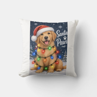 Santa Paws Golden Retriever Weihnachts-Wurfkissen Kissen